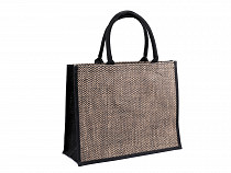 Jute Shopping Tote Bag with Chevron Pattern 42x33 cm