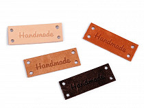 Étiquette en cuir « Handmade » (« Fait main »), 16 x 44 mm