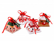 Boîte cadeau de Noël Pyramide - Renne, Père Noël, Bonhomme de neige, Gnome