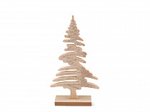 Drevený vianočný stromček s glitrami