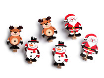 Dřevěný kolíček Santa, sněhulák, sob