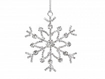 Elemento decorativo, da appendere, con fiocco di neve natalizio, in strass, dimensioni: Ø 8,3 cm