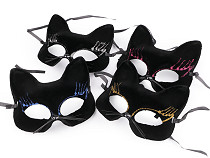 Maschera di Carnevale - maschera per gli occhi in velluto con glitter, motivo: gatto