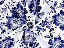 Bavlnená látka / plátno modrotlač kvety