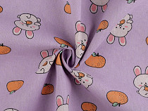 Cotton fabric  / linen imitation, rabbit