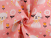 Cotton fabric  / linen imitation, coarser, cat