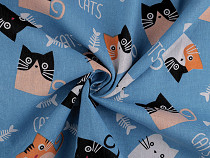 Cotton fabric / imitation linen, cats