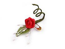 Mini saténová ružička / výväzok so spínacím špendlíkom