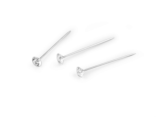 Stainless steel decorative crystal head pins, length 38 mm 