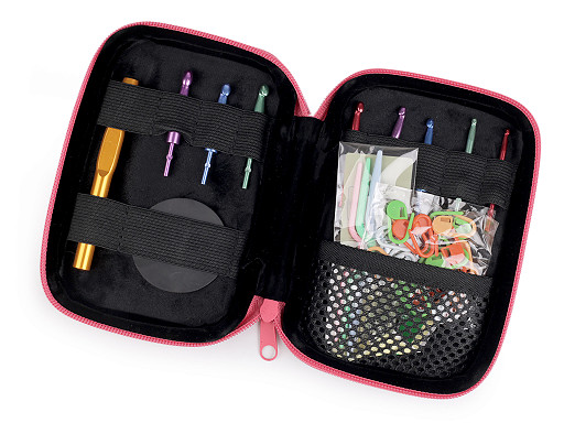 Set of Crochet Hooks with replaceable ends and accessories in a case