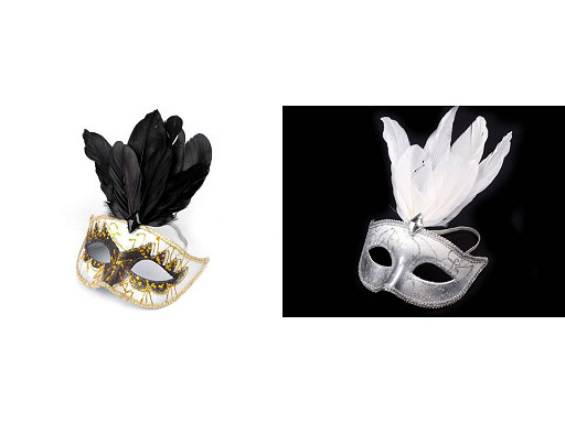 Karnevalová maska GLITRY s perím