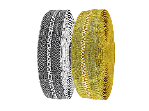 Continuous Plastic Zipper No 5, gold and silver