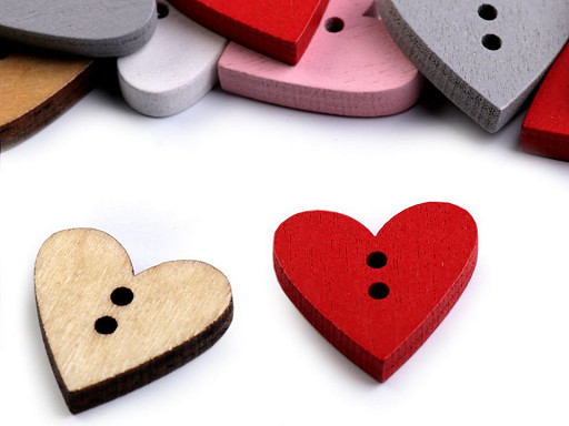 Dřevěný dekorační knoflík srdce