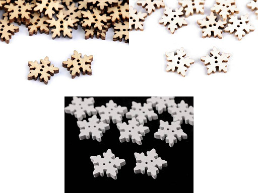 Nasturi decorativi din lemn, model fulg de nea