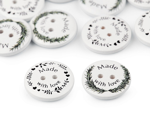 Decorative Wooden Button Made with love