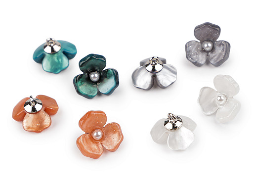 Resin flower button with pearl size 26´