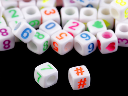 Plastic Beads Cube with Letters 6 mm