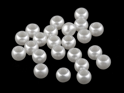 Plastové perly s veľkým prievlakom 6x8 mm