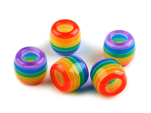 Plastic Charm Beads with Stripes 10x12 mm