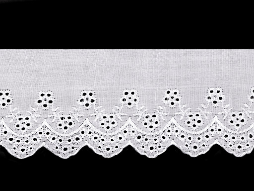 Madère - Liseré broderie anglaise avec rebord en dentelle, largeur 75 cm