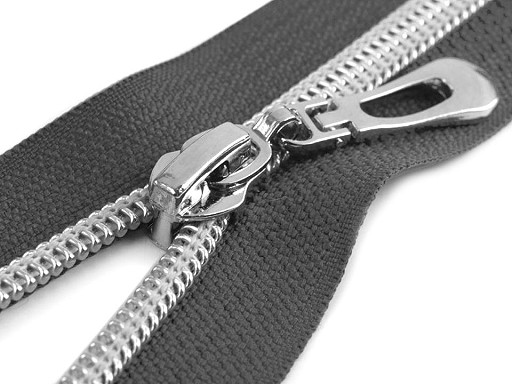 Špirálový zips No 7 dĺžka 55 cm so striebornými zúbkami