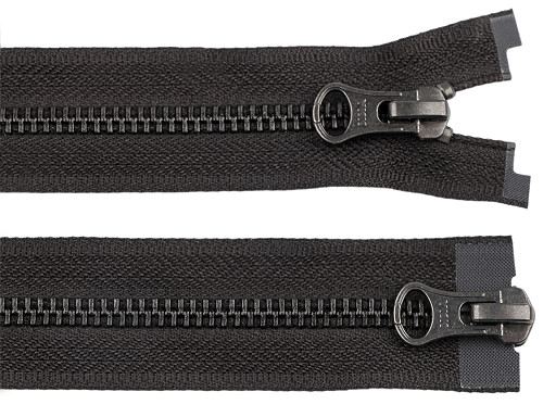 Zip kovový YKK No 5 dělitelný 2 jezdce / dvoucestný 80 cm na kožené bundy