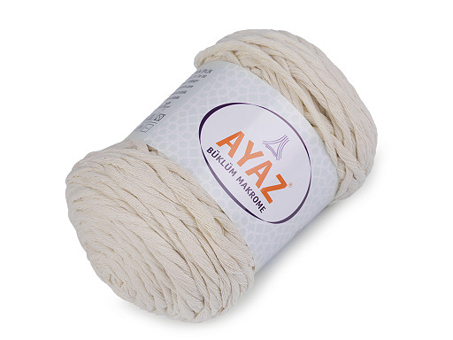 Pelote de laine en coton macramé Büklüm, 250 g, peignée