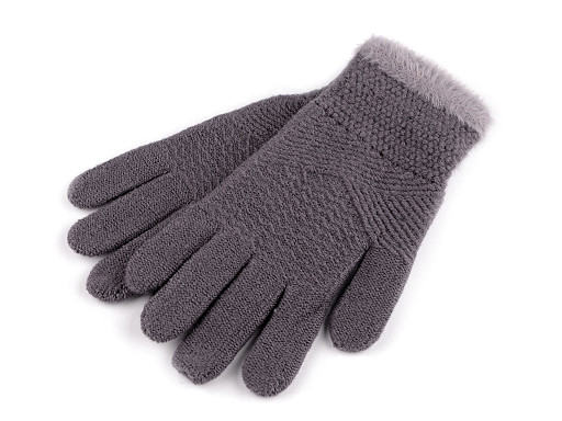 Damen Strickhandschuhe mit Fellbesatz