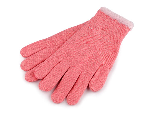 Damen Strickhandschuhe mit Fellbesatz