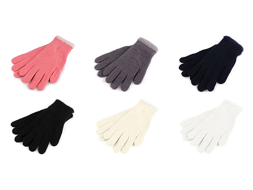 Damen Strickhandschuhe mit Fellbesatz