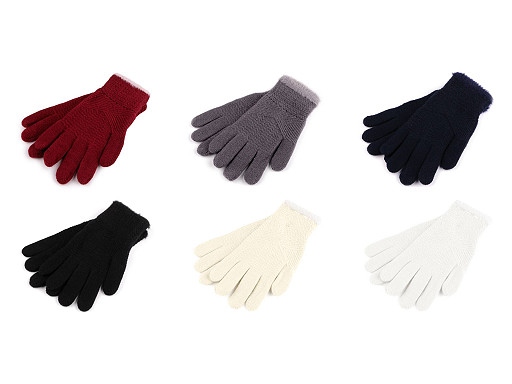 Gants tricotés pour femmes avec bordure en fourrure