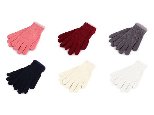 Damen Strickhandschuhe mit Fellbesatz