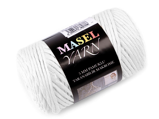 Recyklovaná bavlněná příze macrame Ø5 mm