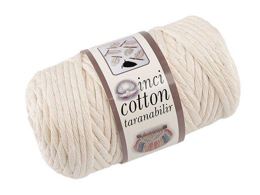 Fil de coton recyclé pour macramé, Ø 5 mm, peigné