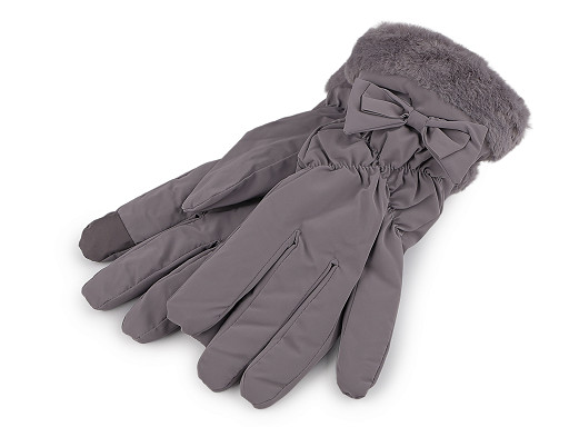 Rękawiczki damskie ortalionowe, ocieplane z elementem dotykowym 