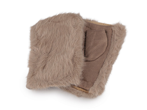 Fingerlose Strickhandschuhe mit Pelz für Damen