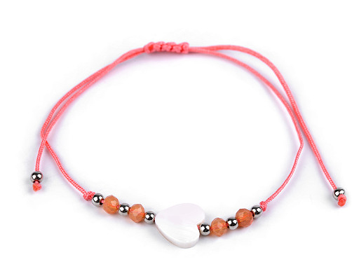 Náramok shamballa perleťové srdce
