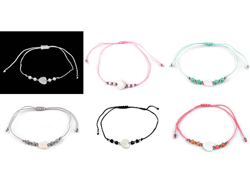Pulsera Shamballa con corazón de perla