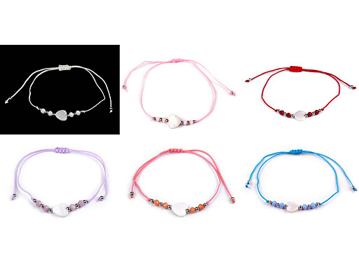 Náramok shamballa perleťové srdce