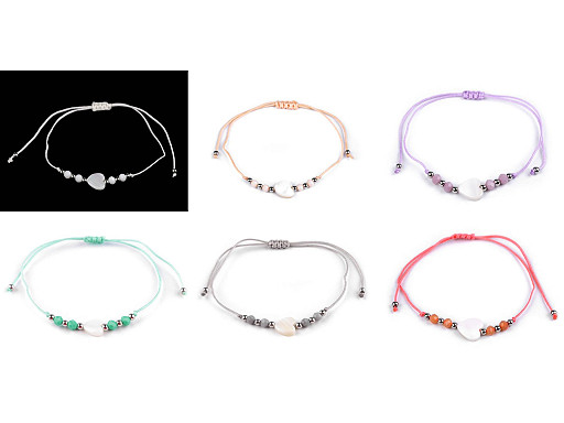 Shamballa-Armband mit Perlmuttherz