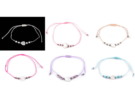 Shamballa-Armband mit Perlmuttherz