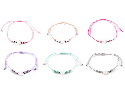 Shamballa-Armband mit Perlmuttherz