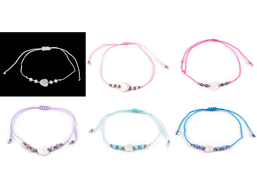 Náramok shamballa perleťové srdce