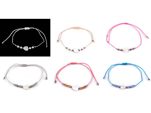 Náramek shamballa perleťové srdce