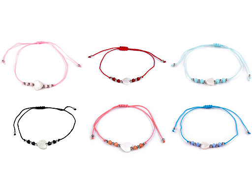 Náramek shamballa perleťové srdce