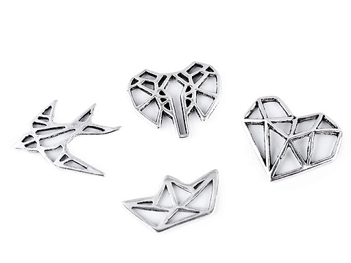 Metal Charm / Spacer Origami Swallow, Boat, Heart, Elephant