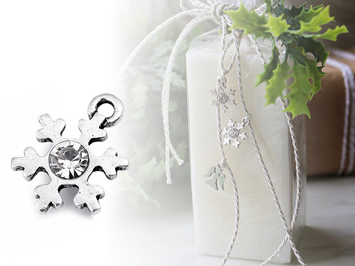 Metal Charm Snowflake with Rhinestone Ø15 mm