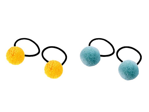 Hair Elastic Ties with Pom poms