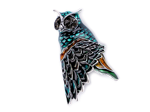 Rhinestone Brooch Owl