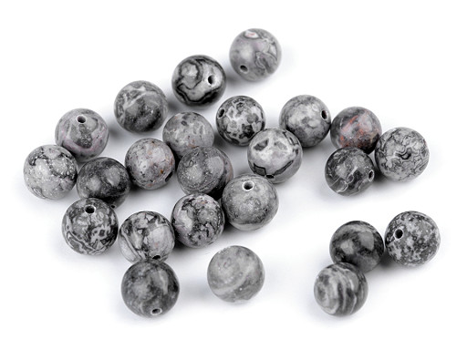Perles minérales - Marbre, Ø 8 mm